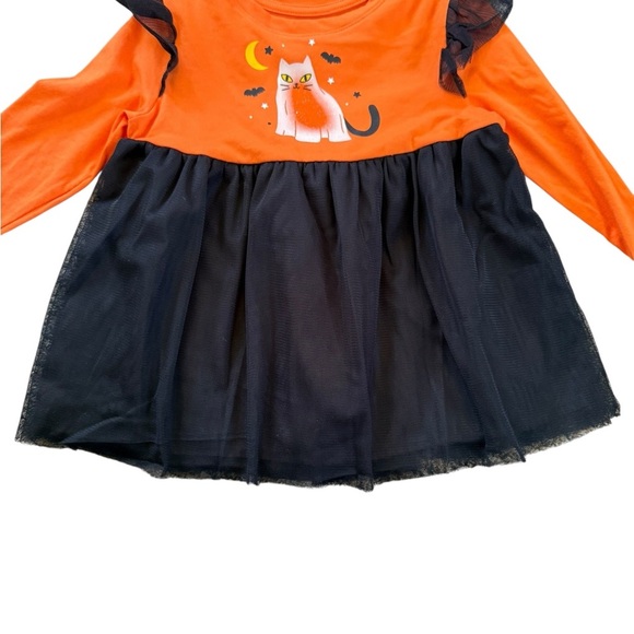 Orange and Black Long Sleeve Dress with Cat Design Halloween dress NWT Size 5T - Picture 4 of 10